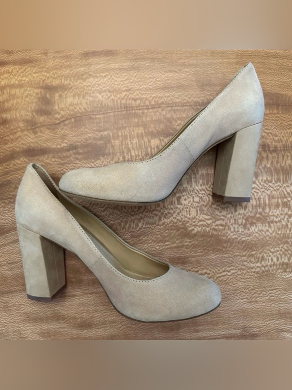 Gianni Bini Neutral Tan Suede Block Heel Pumps